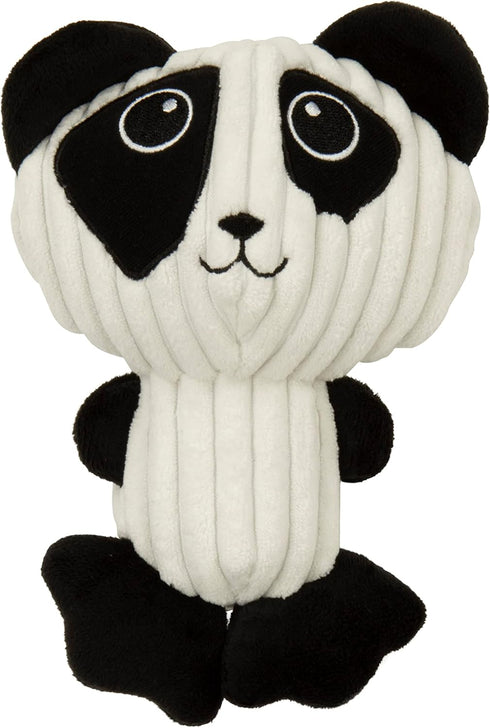 Strong 'N Silent Big Head Panda Plush Dog Toy - Silent Squeak, Chew Guard Technology, Medium, Black/White