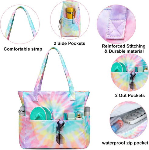 CAMTOP Foldable Waterproof Beach Tote Bag for Women and Girls with Zipper