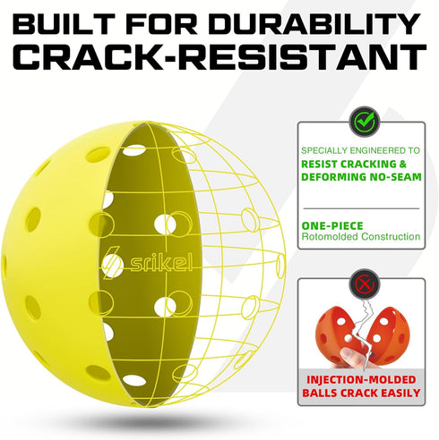 Pickleballs,Seamless 40-Hole Player,6/12/36/50/100Pack Pickleball Balls-USAPA Approved Outdoor/Indoor Roto-Molded