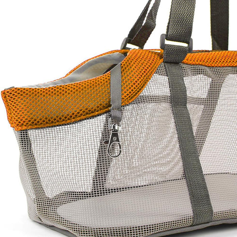 1pc Large Pet Handbag Totes, Mesh Travel Bag, Portable Pet Carrier Bag, Large Puppy Tote in Orange
