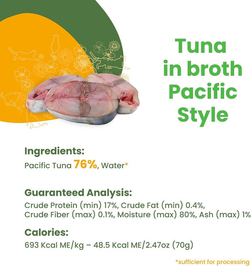 almo nature HQS Natural Wet Cat Food, Tuna in Broth, 2.47 oz (Pack of 24) - Pacific Style