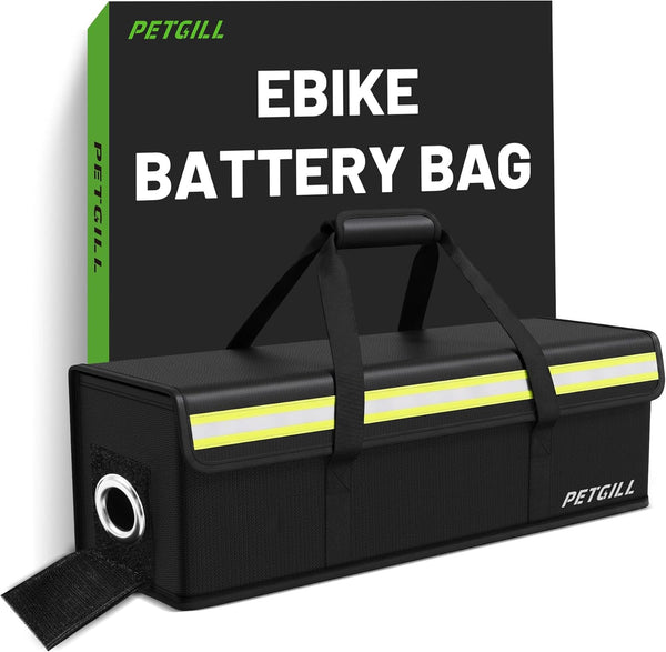PETGILL E-Bike Battery Safe Bag Explosionproof - Large Capacity Fireproof Lipo Bag for