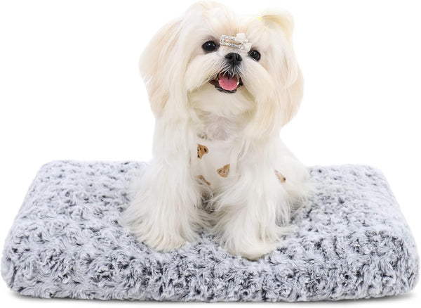 KSIIA Washable Dog Bed, Deluxe Plush Dog Crate Beds, Fluffy Comfy Kennel Pad, Anti-Slip Pet Sleeping Mat for Large,