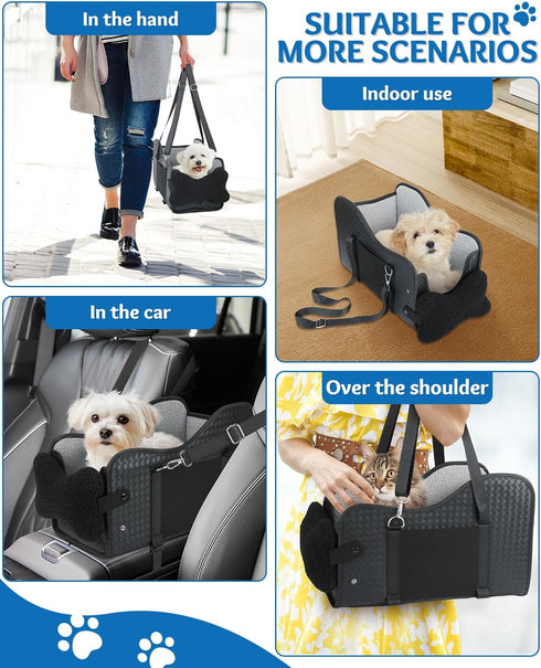 Vokvaktak Center Console Dog Car Seat, Pet Car Seat, Armrest Middle Console Booster Travel Carrier for Small Dogs