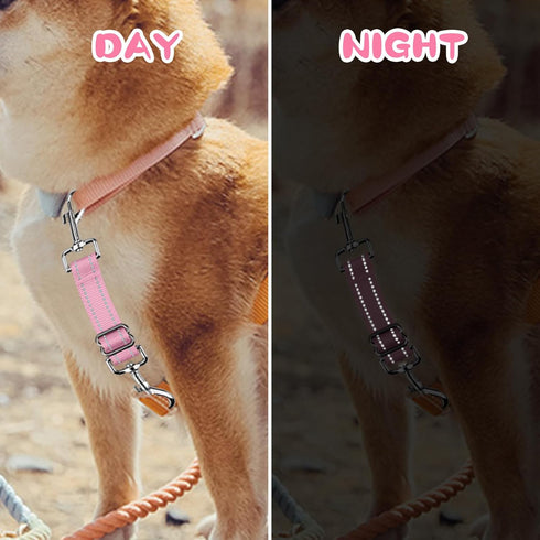 YUEPET 2 Pack Adjustable Dog Safety Collar Clips, Reflective Double Ended Backup Clasp for Harness to Collar Safety