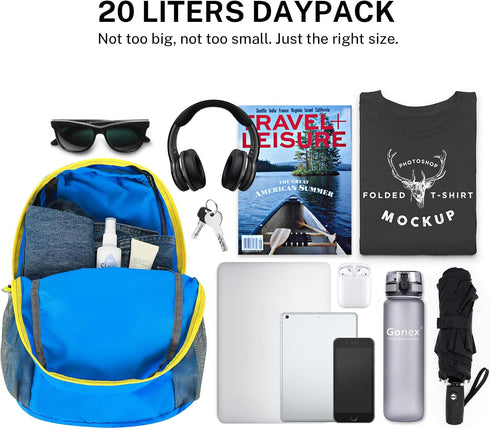 Gonex Ultra Lightweight Packable Backpack, 20L Daypack for Camping & Outdoor Travel