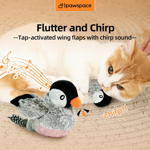 ipawspace Interactive Flapping Bird Cat Toy with Catnip, Musical Sound (can Turn Off), Satisfy Cat's Natural Huting