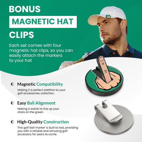 Ultimate Middle Finger Golf Ball Marker - Magnetic Hat Clip, Funny Golf Accessories Gift