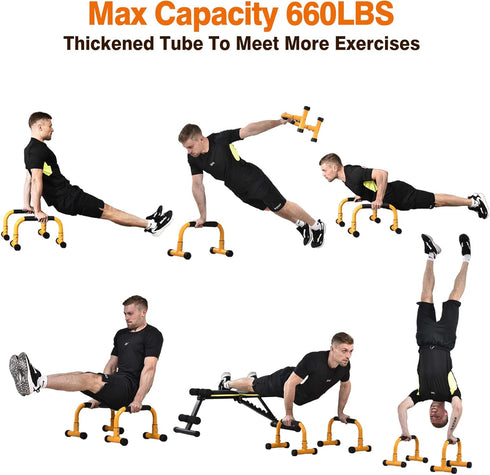 Push Up Bar, Heavy-Duty Parallettes Bars for L-sit & Dip, No Wobbling Stand for Home Fitness Training