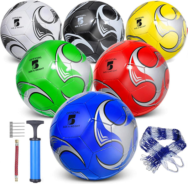 DHYLRICHER 6 Pack Size 5/4/3 Soccer Balls for Training & Matches Official Size