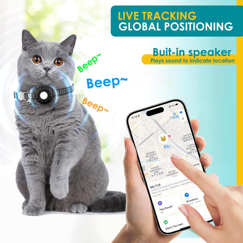HONGTOP H Pet Tracker for Cats, Compatible with Apple Find My App (Only iOS), Cat GPS Tracker Works with Any Collar, No
