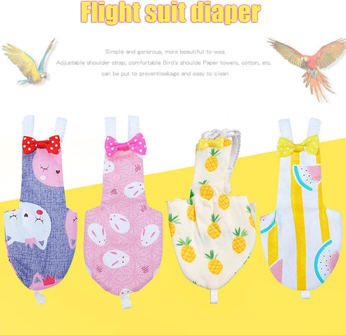 JinGuoZiLP 4 10* 10* 1cm, Bird Parrot Diaper Flight Suit Nappy Clothes for Green Cheek Conure Parakeet Cockatiel