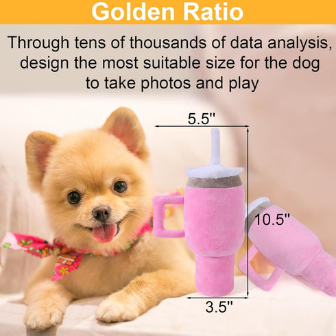 Mity rain Funny Tumbler with Handle Cup Dog Toys, Squeaky Interactive Fluff and Tuff Toys for Dogs