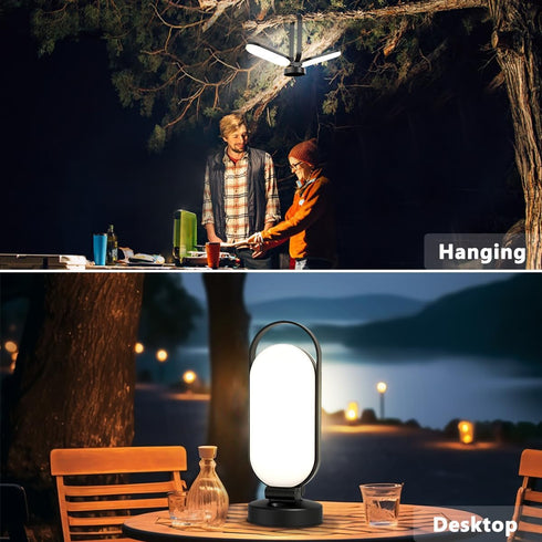 Hapfish Rechargeable Solar Camping Lantern, 5000mAh LED Lights, Waterproof Dimmable Camping Essentials