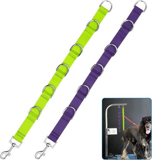2pcs Dog Grooming Extender, Quick Release Nylon Adjustable Table Straps for Grooming Leash Loops (Green, Purple)