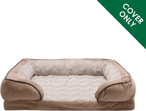 Furhaven Replacement Dog Bed Cover - Perfect Comfort Plush & Velvet Waves, Machine Washable, Brownstone, Jumbo