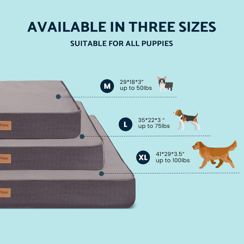 Washable Cooling Pet Bed, Certipur-Us Certified Memory Foam, Waterproof Inner Liner, 29" x 18", for Small & Medium Dogs