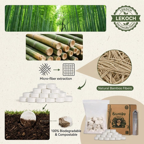Backpacking 250 Pack LEKOCH Compressed Towel Tablets - Bamboo Portable Camping Paper Tablets, Great for Hiking, Travel