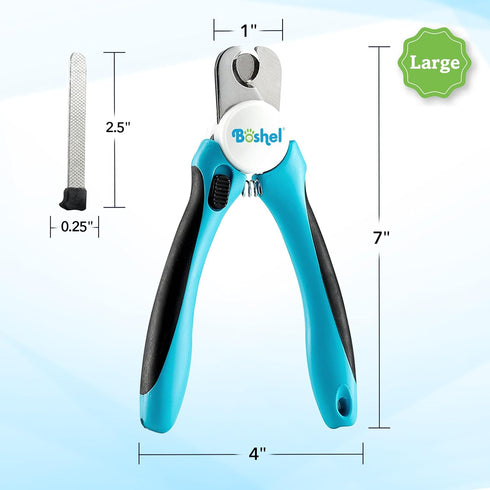 Boshel Large Dog Nail Clippers with Safety Guard to Avoid Over-Cutting Nails and Free Nail File, Razor Sharp Blades