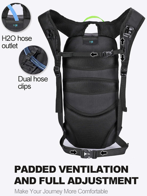 Hydration Pack Backpack with 2L TPU Water Bladder, Lightweight 6L Daypack for Hiking, Cycling, Skiing