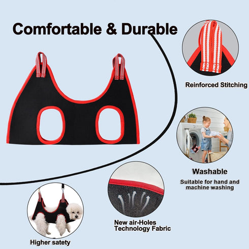 Dog Grooming Hammock Harness - Breathable Pet Cat Hammock Restraint Bag for Trimming Nail and Ear/Eye Care