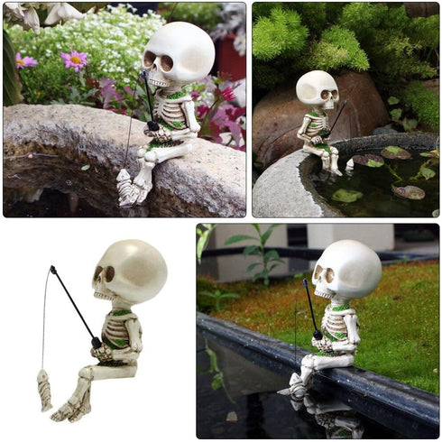 GANAZONO Skeleton Aquarium Decoration, Skull Fish Reptile Tank Decor, Resin Figurines