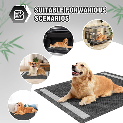 IMMCUTE Dog Pads Extra Large 36"X36", 30 Count, Charcoal Training Pads with Adhesive Strip