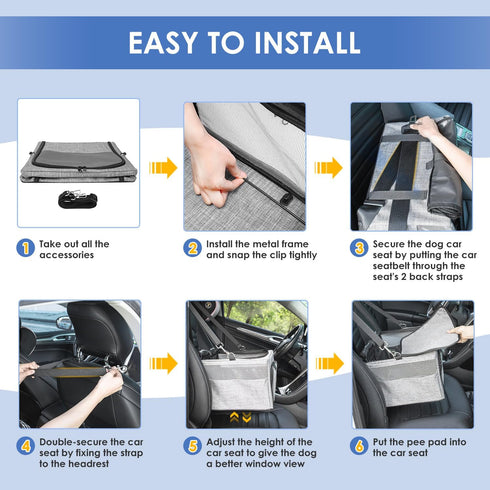 15lbs SlowTon Dog Booster Car Seat, Reinforce Metal Frame Safe Pet Car Seat with Seatbelt & Waterproof Pee Pad & Top