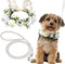 2 Pcs Dog Flower Collar Wedding and Leash Set with Pearls, Adjustable Floral Collars for Medium Dogs