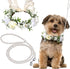 2 Pcs Dog Flower Collar Wedding and Leash Set with Pearls, Adjustable Floral Collars for Medium Dogs