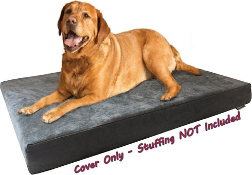 Dogbed4less DIY Pet Bed Pillow, Grey MicroSuede Duvet Cover and Waterproof Internal Case for XL Dog at 55X47X4 Inch -