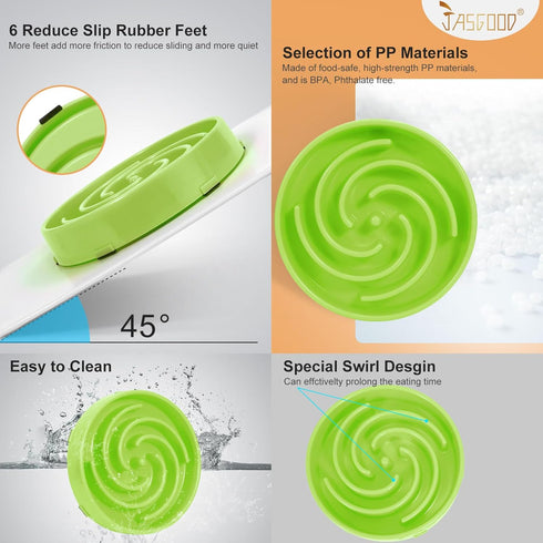 JASGOOD Slow Feeder Dogs Bowl for Large Medium Dogs, Anti-Gulping Design to Stop Bloat