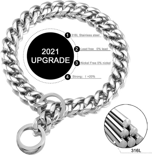 Dog Chain Collar - High Polished Stainless Steel Cuban Link Heavy Duty Chew Proof Walking Chain Leash for Small Dogs