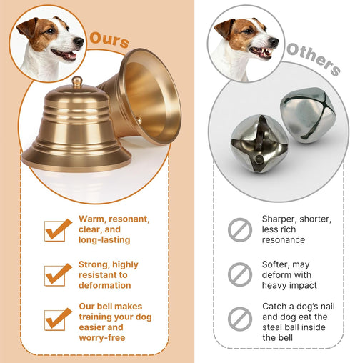 2Packs Leather Dog Door bells for Potty Training, Big Brass Puppy Dog Door Bells Extra Loud for Dogs Training