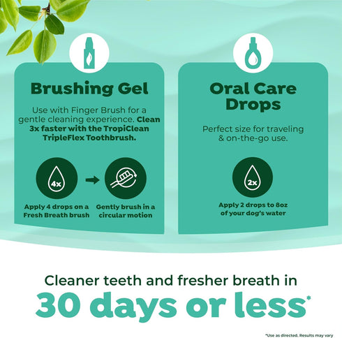 TropiClean Fresh Breath & Tartar Control System for Large Dogs, Dog Toothpaste & Brush, Dental Gel for Dogs