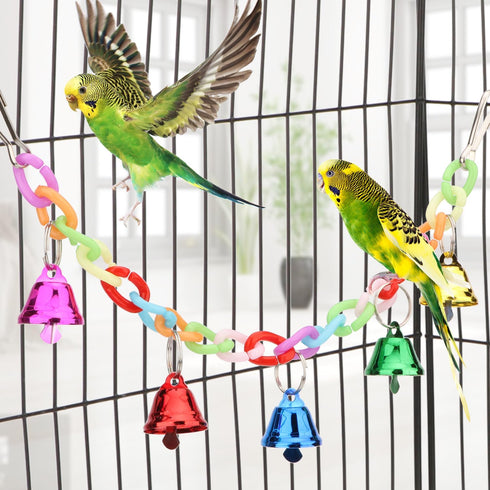 Hypeety Hamster Parrot Hanging Ladder Bridge Cage Swing, Acrylic Chew Perch with Metal Bell