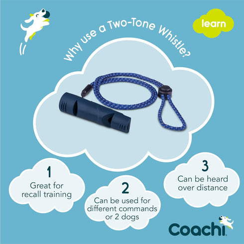 Coachi Two Tone Whistle, Train Two Dogs, Train Different Commands, Tough Material, Adjustable Reflective Lanyard, Traditional, Recall Training, Lightweight & Compact, Dog and Puppy Training