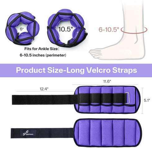 Sportneer Adjustable Ankle Wrist Weights for Men, Women, Kids, 2 lbs for Each Ankle, Total Weight 4 lbs