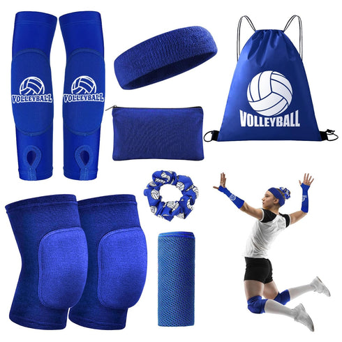 UMACWIN Volleyball Accessories Set for Women Girls Youth - Volleyball Knee Pads, Arm Sleeves, Sweatband, Scrunchie,