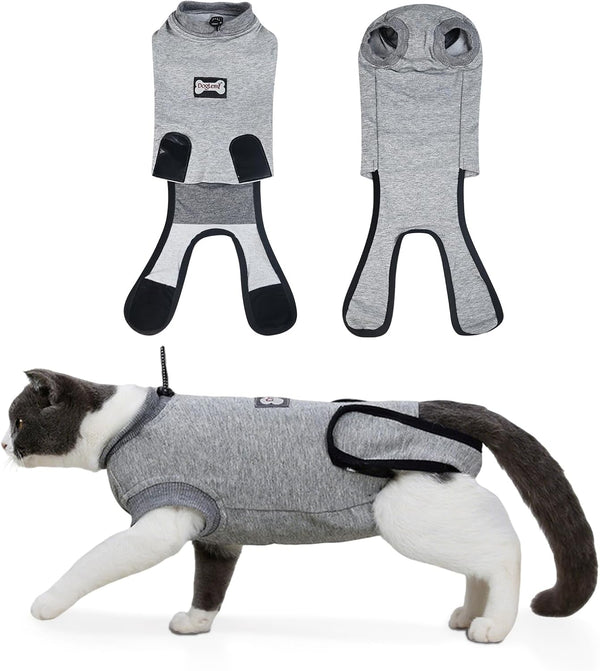 DogLemi Cat Surgery Recovery Suit, Universal Male Female Onesie After Spay Neuter, Soft E-Collar Alternative (M)