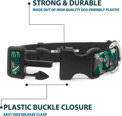 Buckle-Down Plastic Clip Collar - The Jungle Book 8-Character Group, Greens, 1" Wide, Fits 9-15" Neck, Small