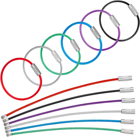 Uniclife 4 Inch/6 Inch Wire Keychain Cable - Large Stainless Steel Key Ring Loop Holder for Luggage Tag Keeper