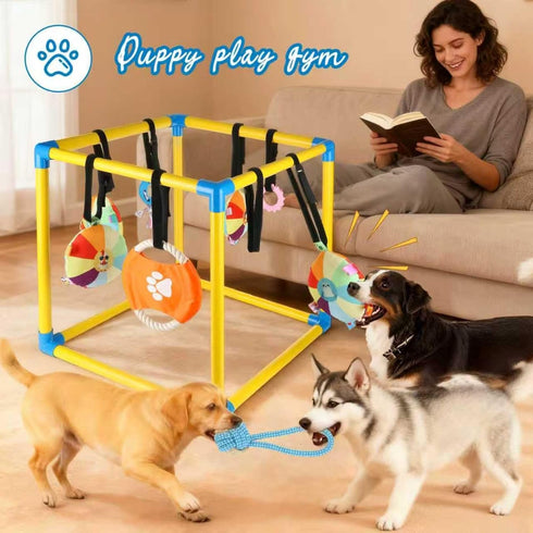 Eaacaa 8 Puppy Game Gym Puppy Toothing Toy, Equipped with Hanging Small Puppy Toys, Jungle Playground has Interactive