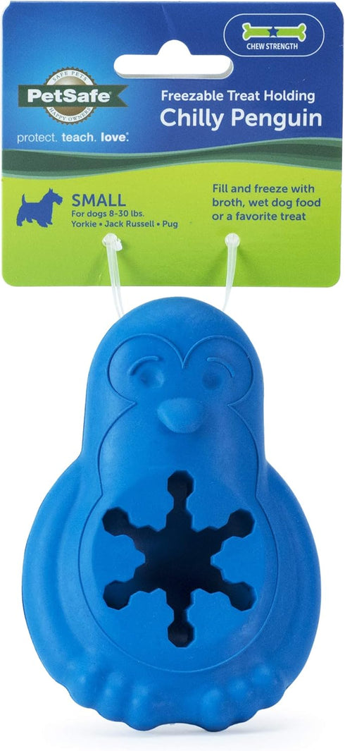 PetSafe Chilly Penguin - Freezable Dog Toy for Small Dogs, Interactive Puzzle with French Vanilla Scent
