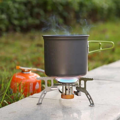 WADEO Camping Gas Stove, 3700W Portable Backpacking Burner with Piezo Ignition and Carrying Case