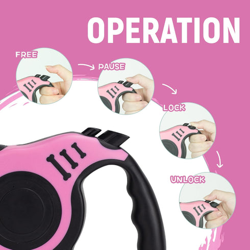 Retractable Dog Leash, Automatic Telescopic Tractor Dog Tape, Pet Tape 10/16 FT Durable with Non-Slip Handle for Small