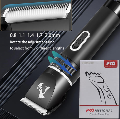 Professional Dog Clippers for Thick Coats - Heavy Duty Pet Grooming Clippers with Powerful Motor & Detachable Blades