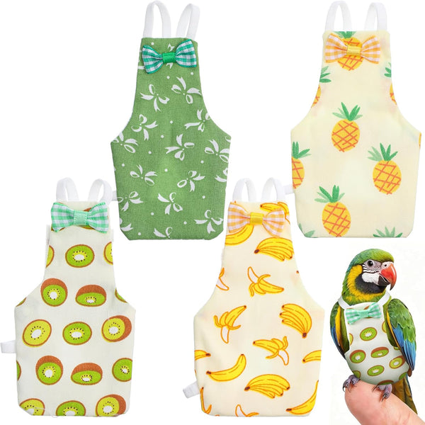 HJZHII 4 Pcs Bird Diaper, Parrot Diapers with Waterproof Inner Reusable Flight Suit