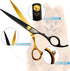 Black & Gold Professional Straight Dog Grooming Scissors, 7'' Sharp and Durable Japanese 440C Stainless Steel Pet Shears