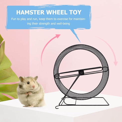 11.02X10.23X5.90In POPETPOP Silent Hamster Running Wheel with Rack - Quiet Exercise Toy for Small Pets Including
